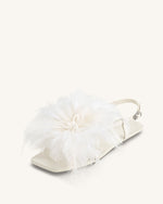 Fluffy Flats Sandals - White