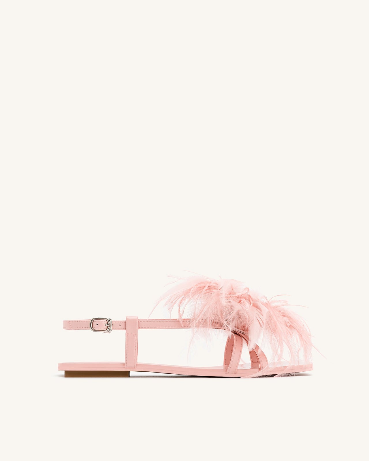 Fluffy Flats Sandals - Pink Beige