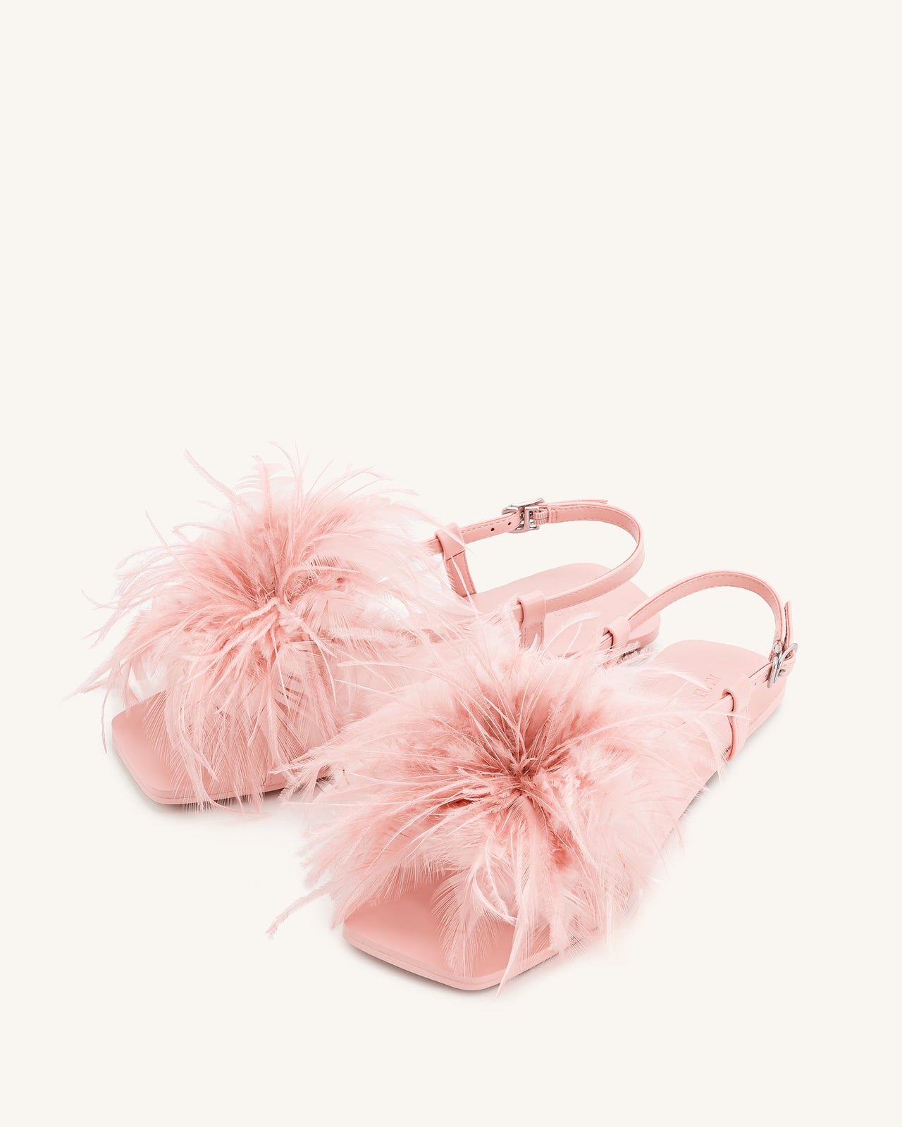 Fluffy Flats Sandals - Pink Beige