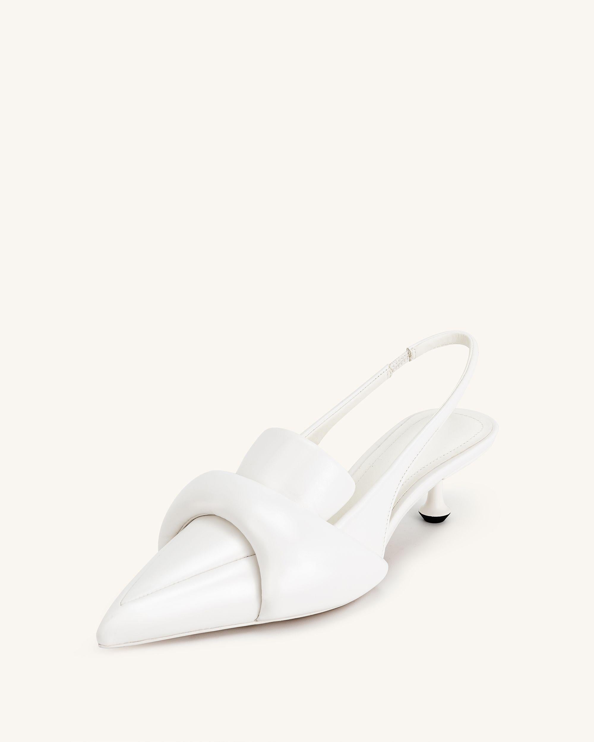 Carla Soft Padded Kitten Heel Pumps White JW PEI UK