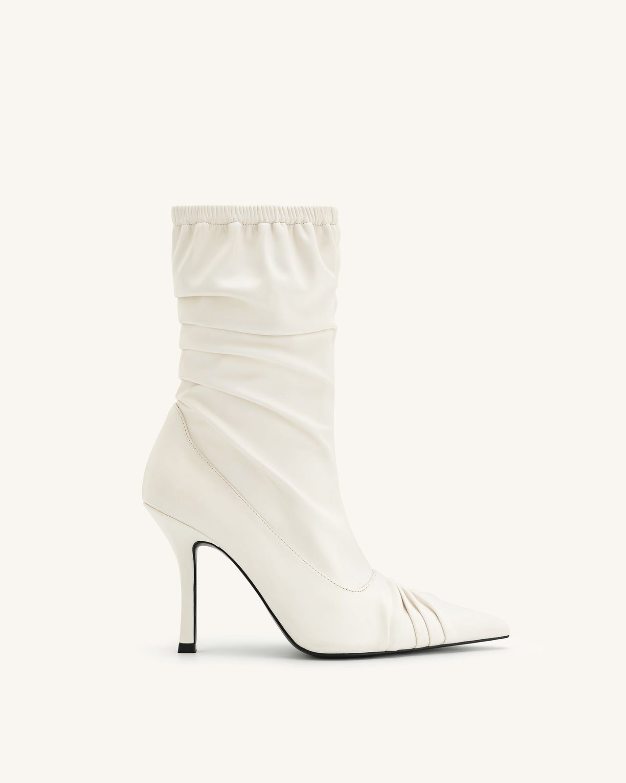 Joanne Paneled Detailing leather Ankle Boots - White