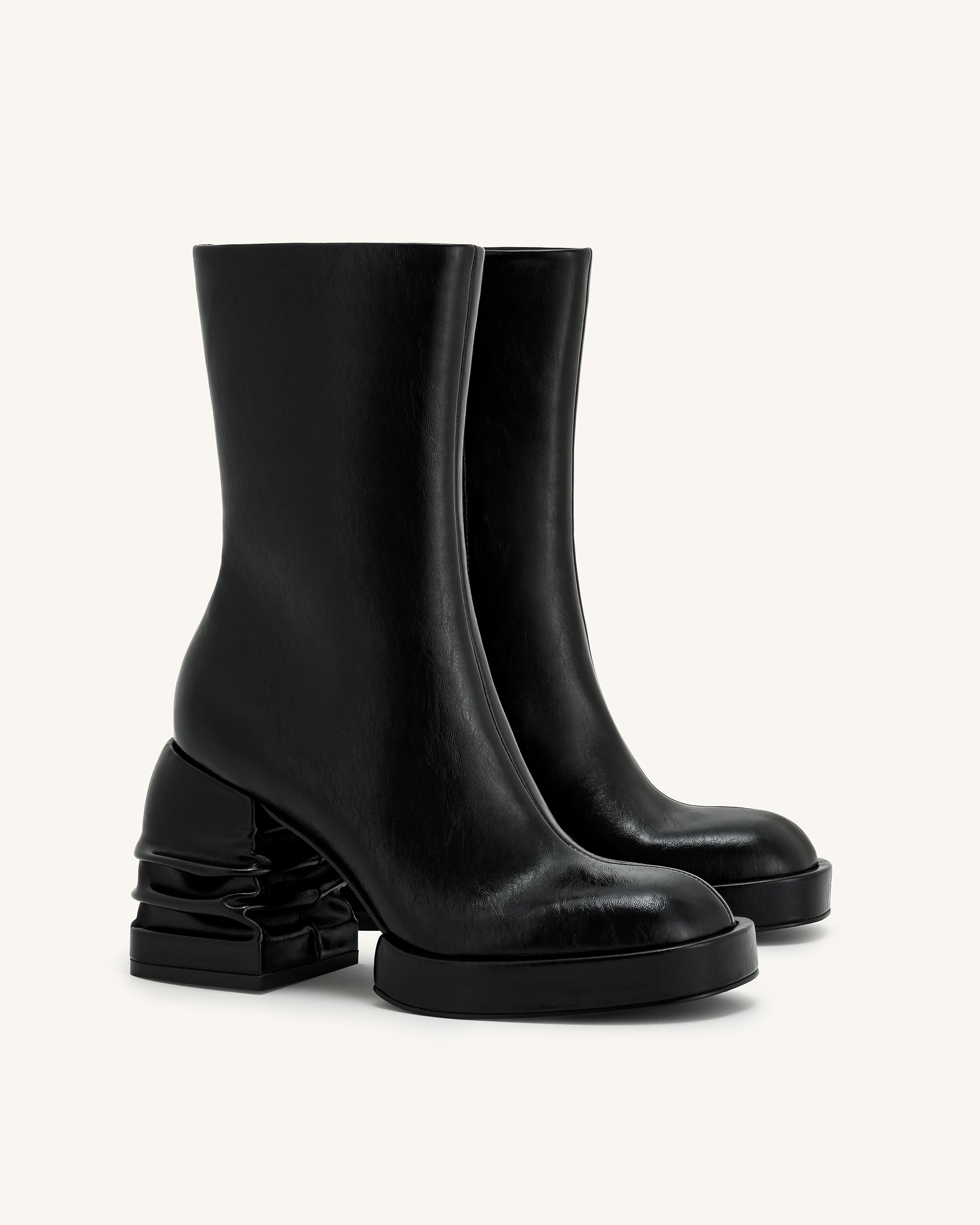 Saylor Round Toe Platform Ankle Boots Black JW PEI UK