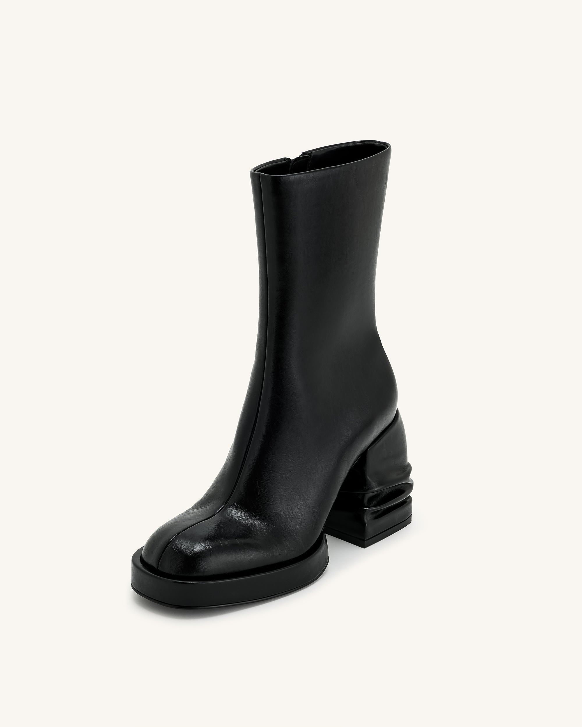 Saylor Round Toe Platform Ankle Boots Black JW PEI UK