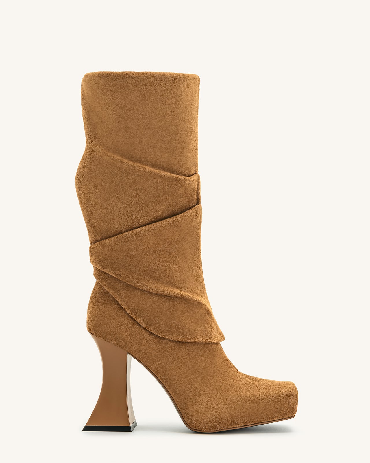 Reyna Square Toe Platform Knit Boots - Brown