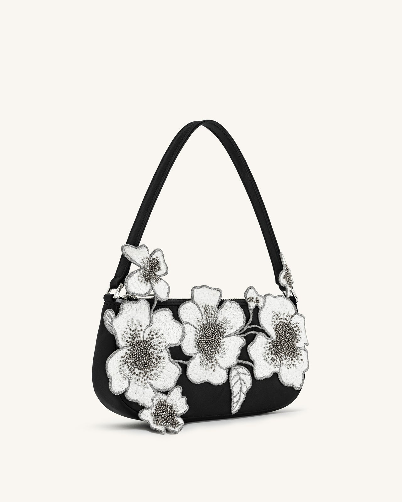 Leona Bead Embellished Shoulder Bag - Black