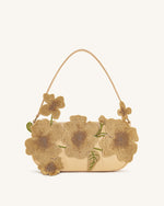 Leona Bead Embellished Shoulder Bag - Almond