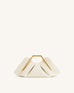 Lila Metal Frame Clutch - Ivory