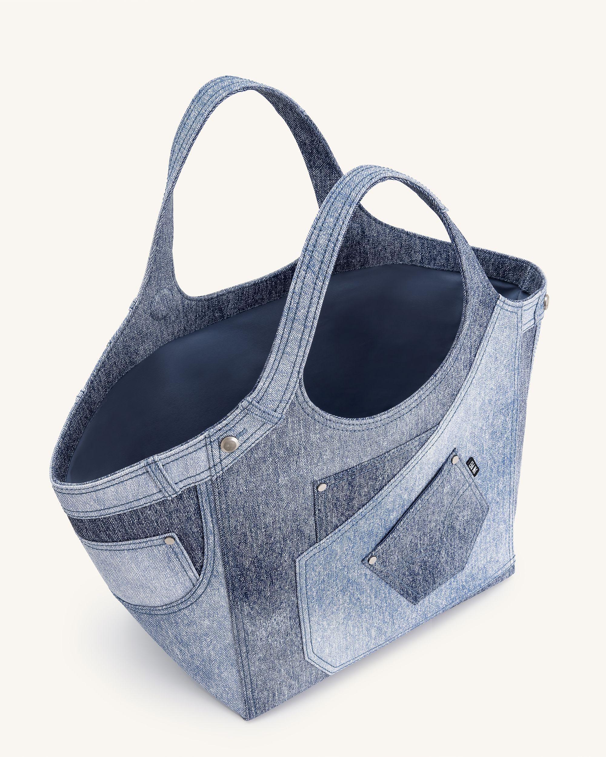 Eva large embroidered 2024 denim tote bag