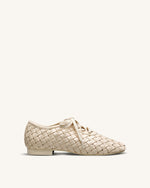 Kayla Weave Strap Flat Shoes - Beige