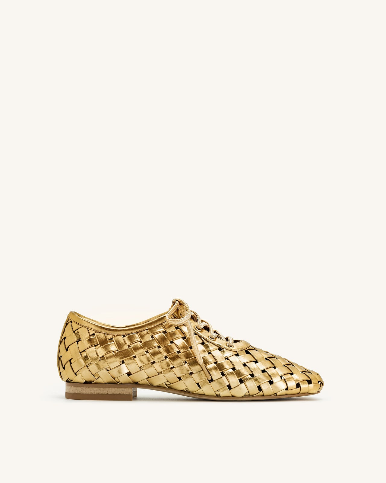 Kayla Weave Strap Flat Shoes - Gold