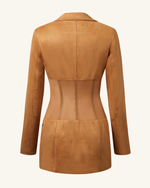 Faux Suede Corset Jacket Mini Dress - Camel