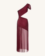 Mia Pleated Mesh Dress - Burgundy