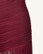 Mia Pleated Mesh Dress - Burgundy