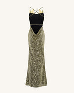 Araminta Sequined Gown with Floral Details - Gold