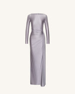 Amara Metallic Ruched Dress - Silver