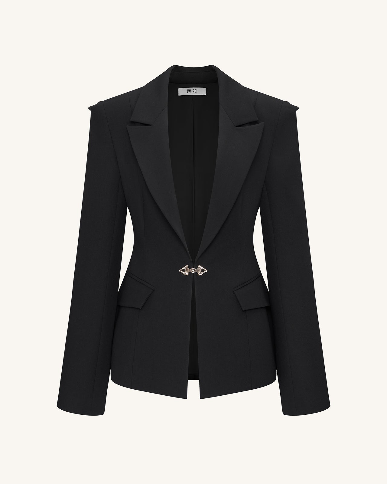 Layla Lock Buckle Deep-V Blazer - Black