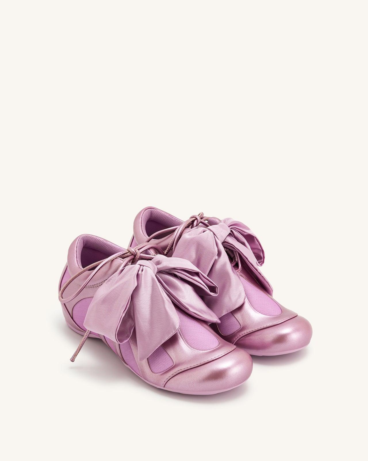 Rosie Metallic Bow Tie Low Top Sneakers - Pink