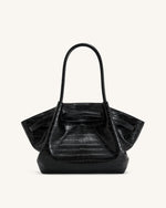 Hana Medium Tote Bag - Black Croc