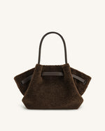 Hana Medium Faux Fur Tote Bag - Mocha Brown