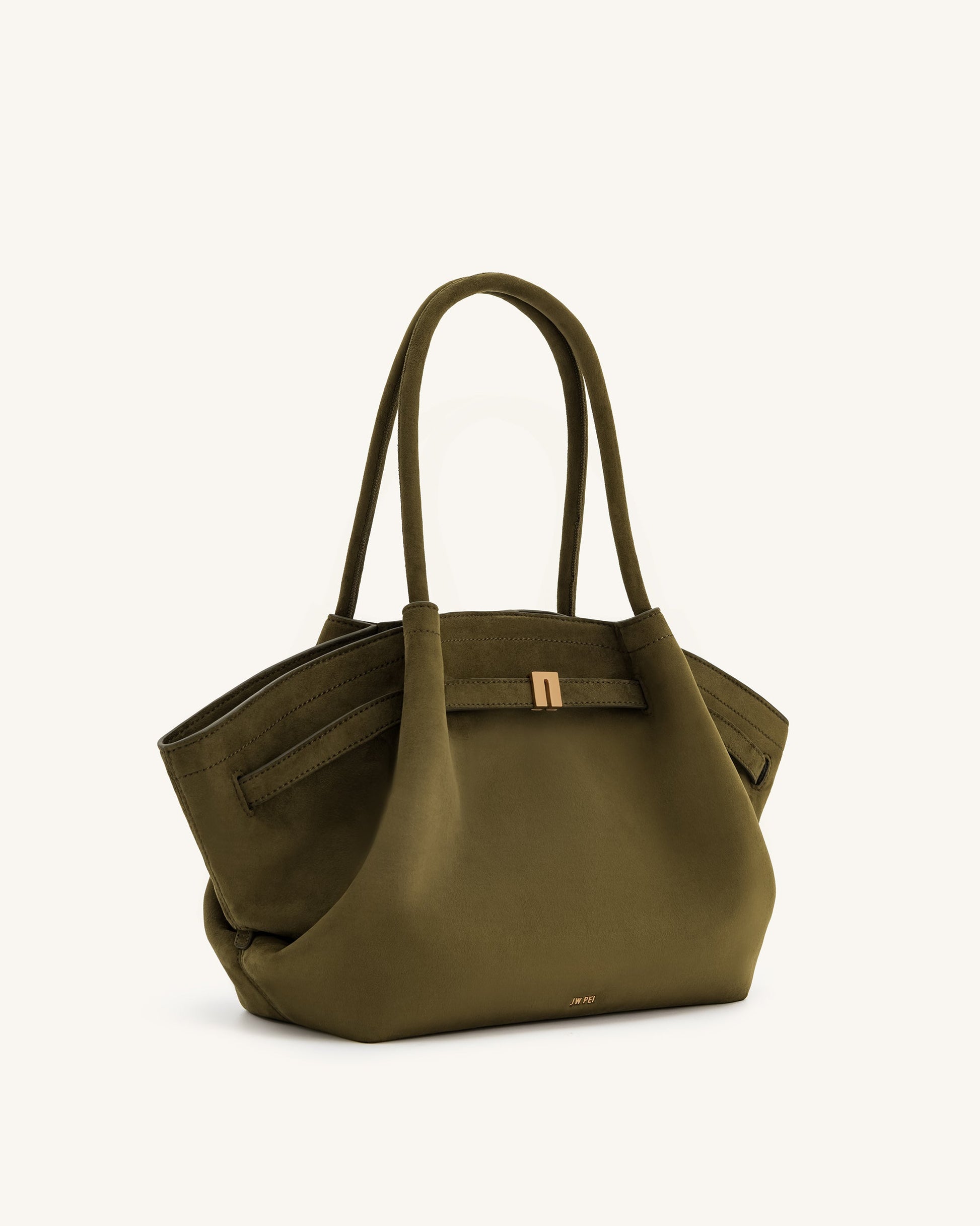 Hana Medium Faux Suede Tote Bag - Dark Olive - JW PEI UK