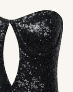 Brynlee Black Sequinned Strapless Mini Dress - Black