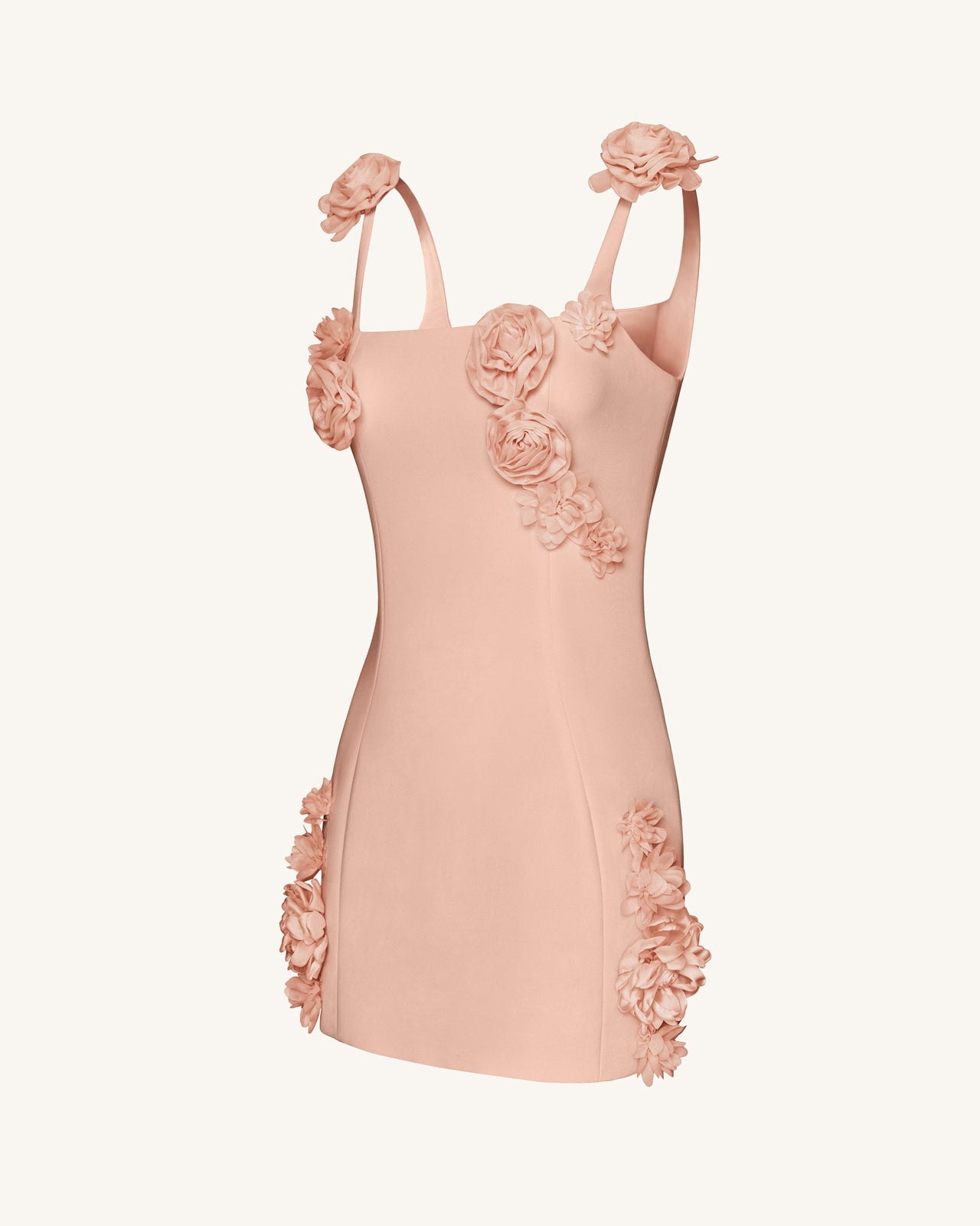 Elaina Pink Rosette Applique Mini Dress - Apricot