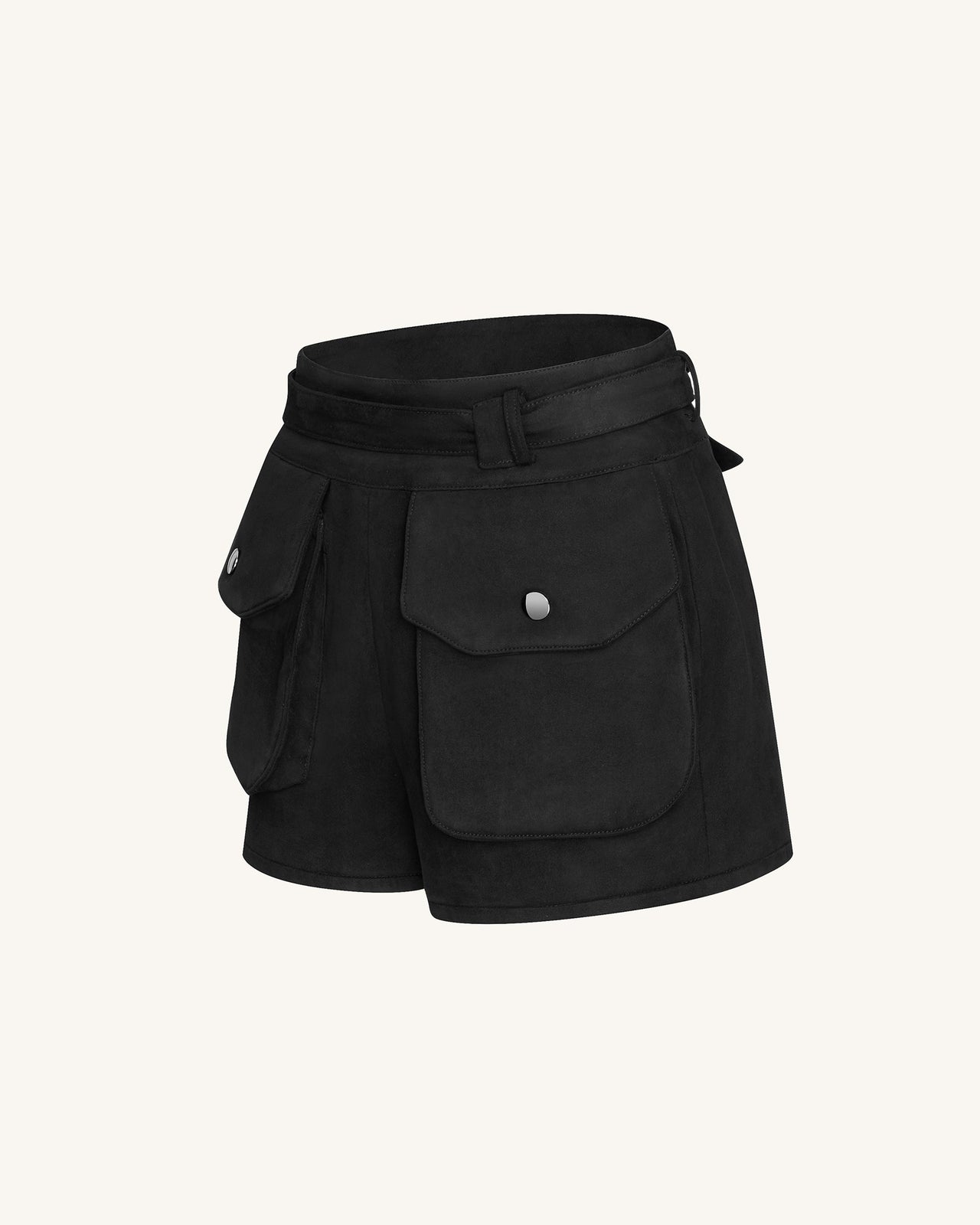 Abigail High-Waisted Utility Shorts - Black