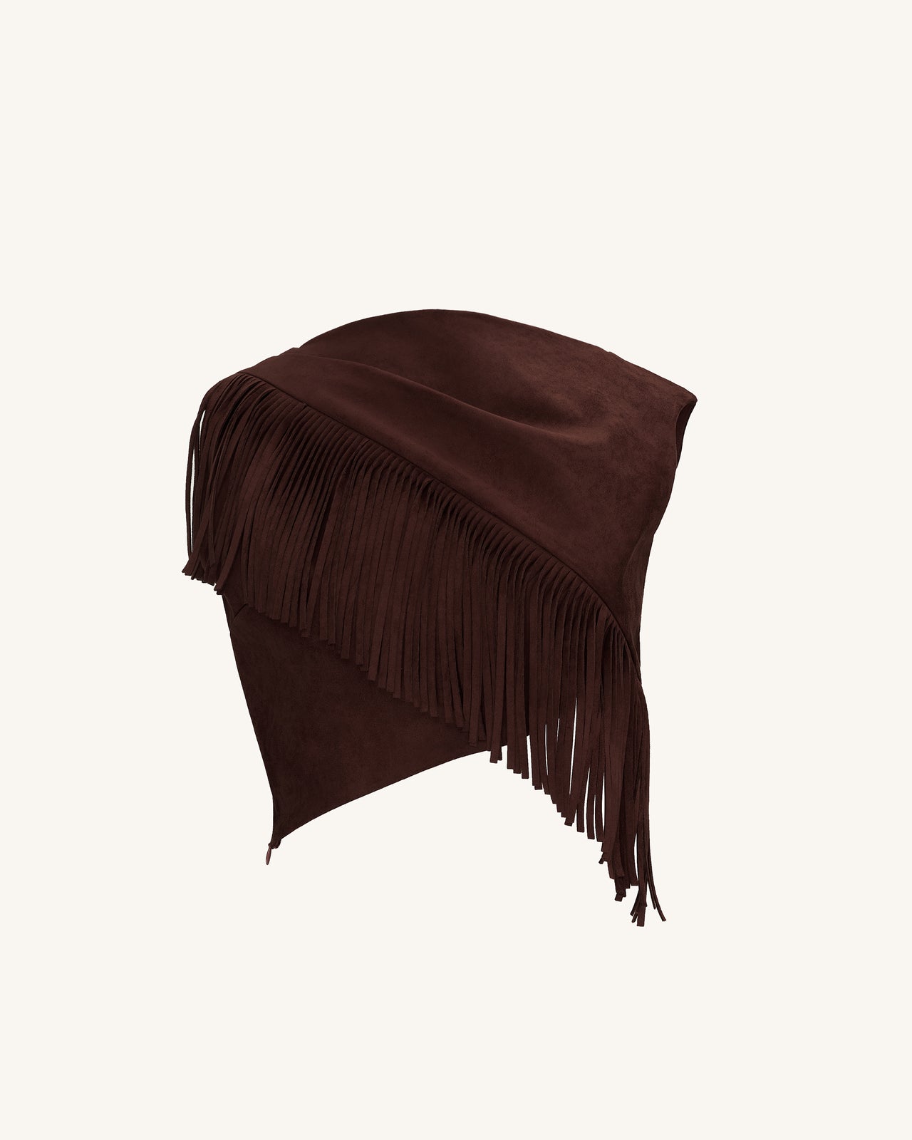 Ariana Asymmetric Fringe Sueded Top - Burgundy