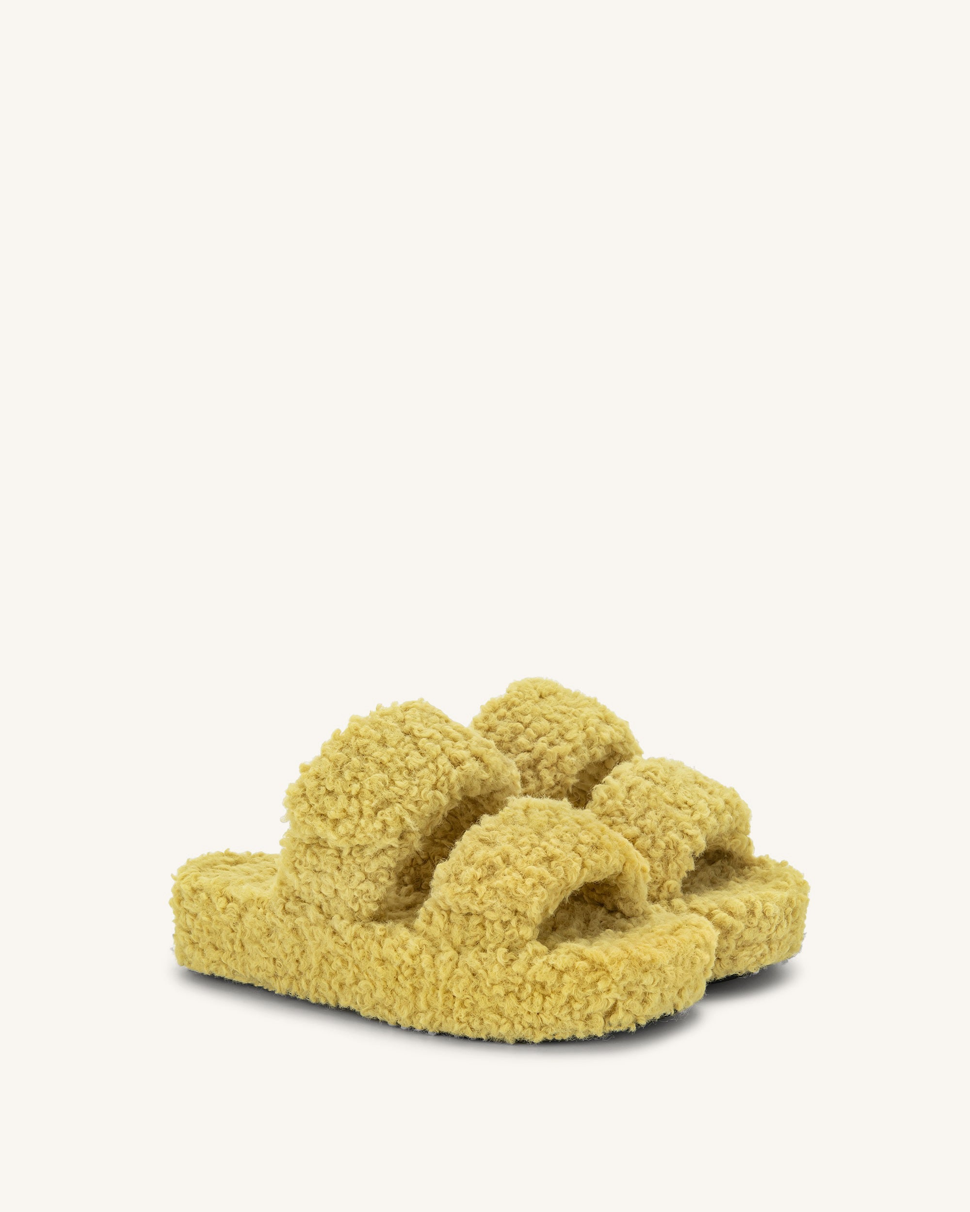 Yellow faux best sale fur slides